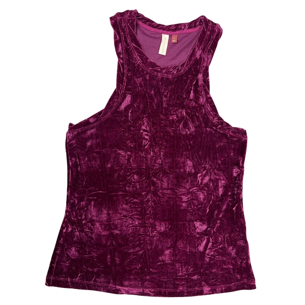 Anthropologie Pilcro Velveteen Racerback Tank Top Women's S Raspberry High Neck